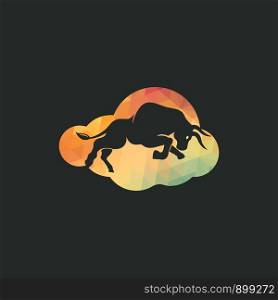 Bull cloud shape vector logo design. Simple animal vector logo design template.