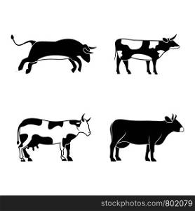 Bull, cow icon set. Simple set of bull, cow vector icons for web design isolated on white background. Bull, cow icon set, simple style