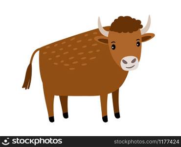 Bull cute cartoon icon isolated on white background, vector illustration. Bull cartoon icon