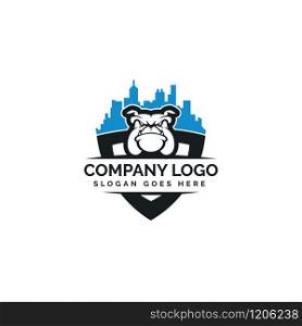 Bull Dog real estate vector logo design.