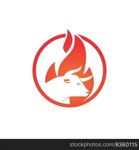 Bull fire vector logo design template. Suitable for ranch, steakhouse, restaurants, farms, meat and cattle. 