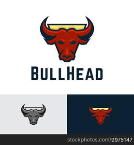 Bull Head Buffalo Shield Emblem Logo Template