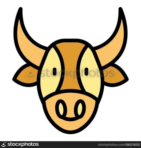 Bull head icon outline vector. Cow breed. Calf dairy color flat. Bull head icon vector flat