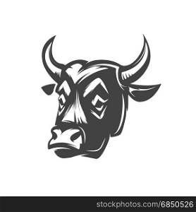 bull head isolated on white background. Vector illustration.