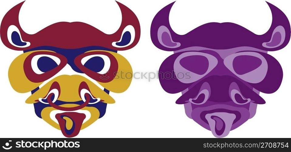Bull Head Mascot - aboriginal style