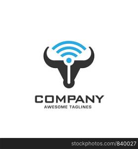 Bull head power vector with WiFi logo concept illustration