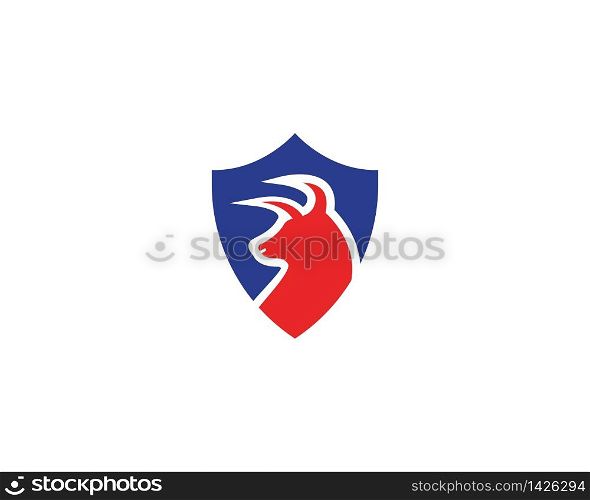 Bull head shield logo design vector
