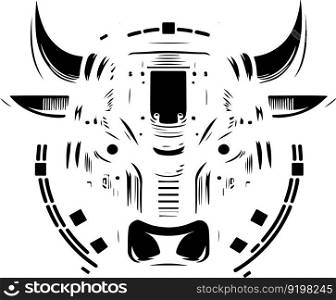 Bull head tech logo technology. Logo design regarding bull. Print design of cyber bull head. Bull head tech logo technology. Logo design regarding bull. Print design of cyber bull head.