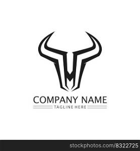 Bull horn and buffalo head cow animal  mascot logo design vector for sport horn buffalo animal mammals head logo wild matador