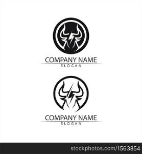 Bull horn and buffalo logo and symbols template icons app