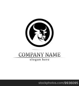 Bull horn and buffalo logo and symbols template icons app