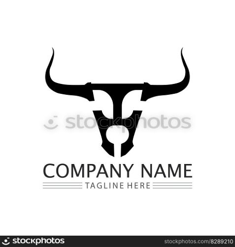 Bull horn cow and buffalo logo and symbol template icons app