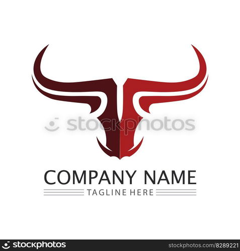 Bull horn cow and buffalo logo and symbol template icons app