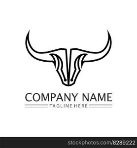 Bull horn cow and buffalo logo and symbol template icons app