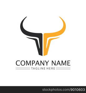 Bull horn logo and cow buffalo  symbol template icons app