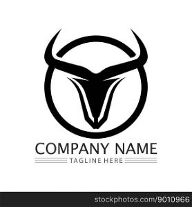 Bull horn logo and cow buffalo  symbol template icons app