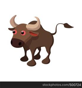 Bull icon in cartoon style on a white background . Bull icon, cartoon style