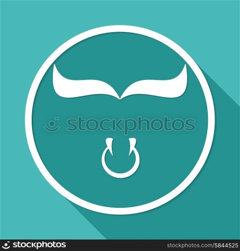 bull icon on white circle with a long shadow