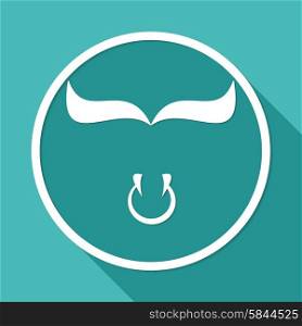bull icon on white circle with a long shadow