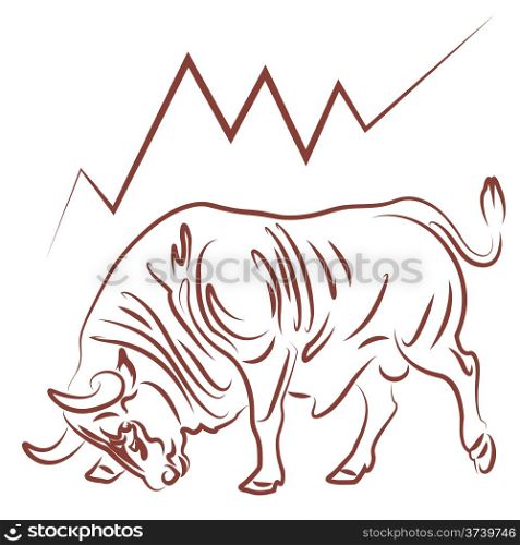 bull image and bulish stock market trend vector illustration