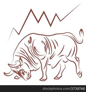 bull image and bulish stock market trend vector illustration