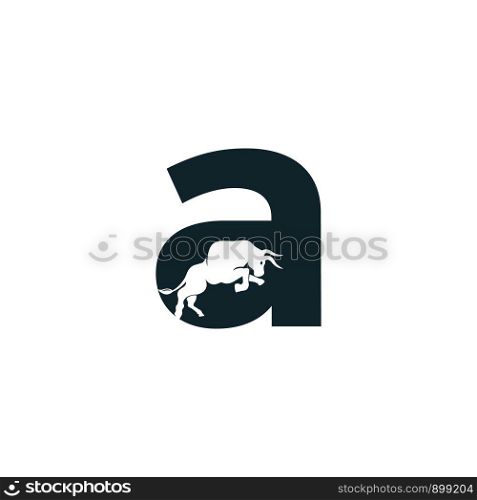 Bull letter A vector logo design. Simple animal letter A vector logo design template.