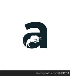 Bull letter A vector logo design. Simple animal letter A vector logo design template.