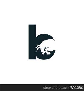 Bull letter B vector logo design. Simple animal letter B vector logo design template.