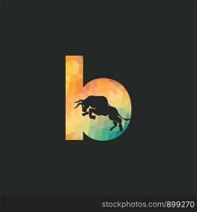 Bull letter B vector logo design. Simple animal letter B vector logo design template.