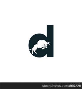 Bull letter D vector logo design. Simple animal letter D vector logo design template.