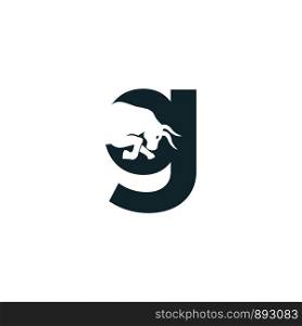 Bull letter G vector logo design. Simple animal letter G vector logo design template.