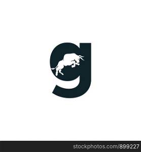 Bull letter G vector logo design. Simple animal letter G vector logo design template.