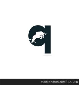 Bull letter Q vector logo design. Simple animal letter Q vector logo design template.