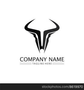  bull logo and cow  horn badges logo icon vector