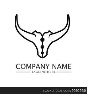 Bull logo and horn symbols cow vector template icons app