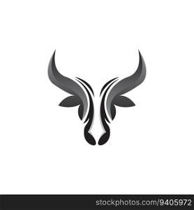 Bull Logo Design, Bull Head Vector, Simple Vintage Buffalo And Cow Long Horn