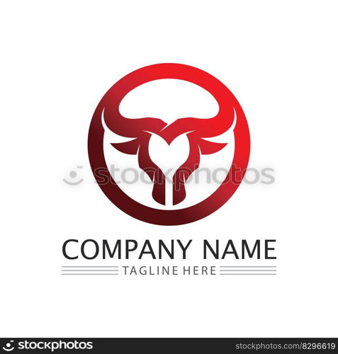 Bull logo horn and cow, Buffalo animal symbols vector template icons app