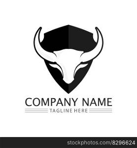Bull logo horn and cow, Buffalo animal symbols vector template icons app