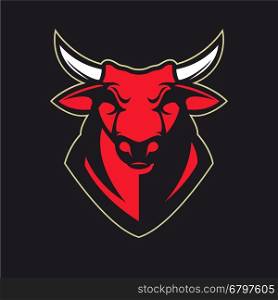 bull mascot. Buffalo head. Design element for logo, label, emblem, sign, mark. Vector illustration.
