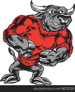 Bull Mascot Strut Vector Illustration