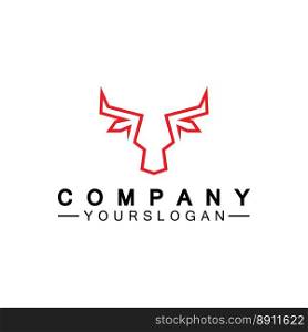 Bull monoline logo design vector template