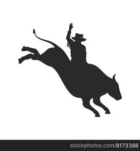 Bull riding rodeo logo vector flat design template
