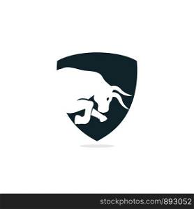 Bull shield vector logo design. Simple animal vector logo design template.