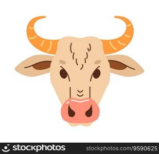 Bull skull semi flat vector character head. Editable cartoon avatar icon. Face emotion. Colorful spot illustration for web graphic design, animation. Bull skull semi flat vector character head