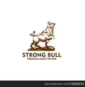 bull stand logo illustration design simple modern vector