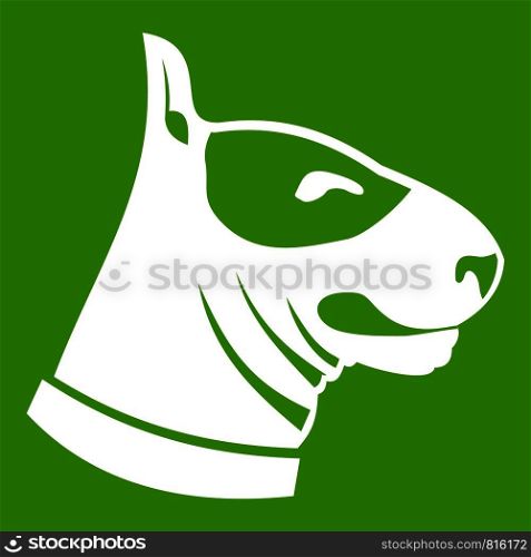 Bull terrier dog icon white isolated on green background. Vector illustration. Bull terrier dog icon green