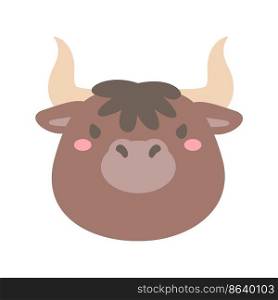 Bull vector. cute animal face design for kids.