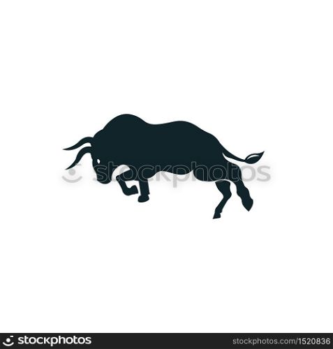 Bull vector logo design. Simple animal vector logo design template.