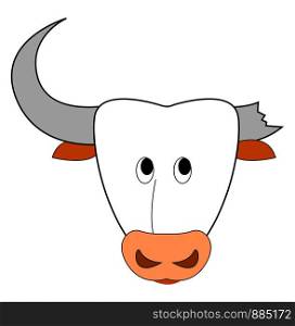 Bull with broken horn, illustration, vector on white background.
