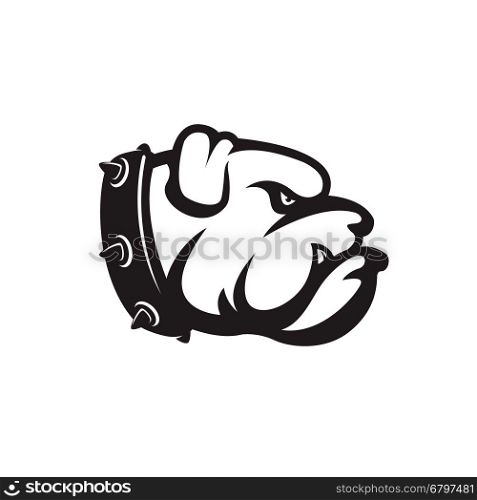 bulldog head isolated on white background. Design element for logo, label, emblem, sign, brand mark. Vector illustration.